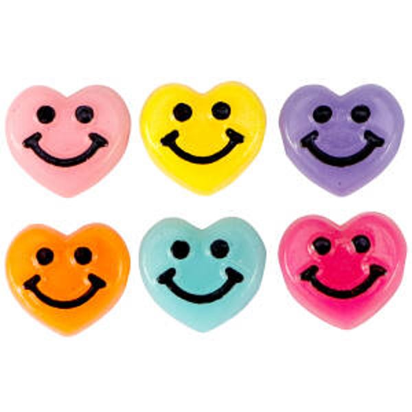 Acryl smiley heart kralen multicolor- 5 stuks