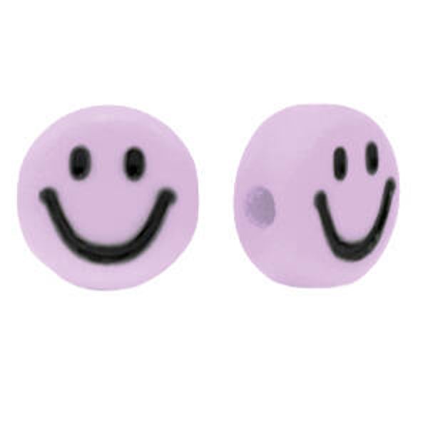 Acryl mini smileykralen lilac purple - 5 stuks