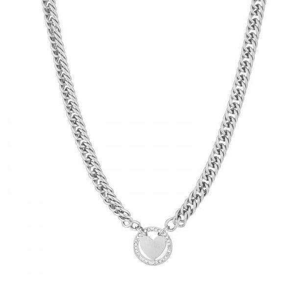 Sparkle heart chain ketting - zilver