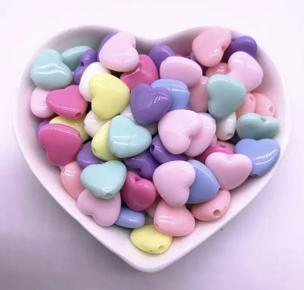 Acryl hartjeskralen pastel multicolor - 5 stuks