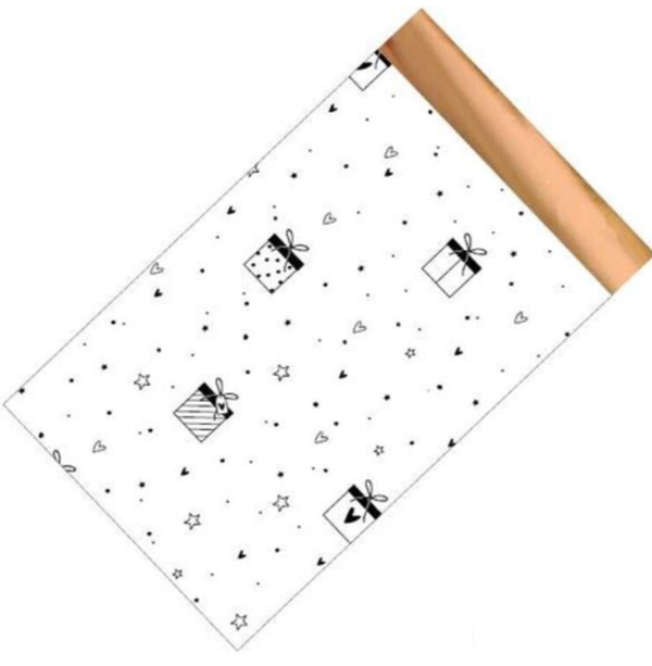 Cadeautje wit zwart zakje! (12 x 19)