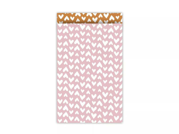 Hearts pink orange zakje! (12 x 19)