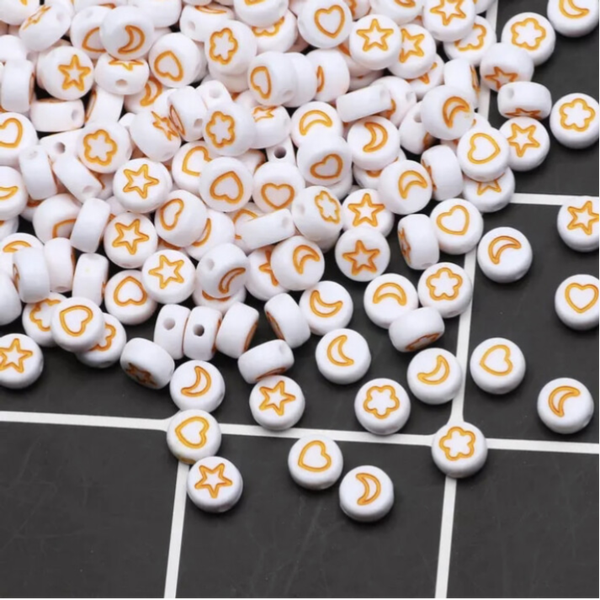 Acryl figuurkralen wit geel - 10 stuks