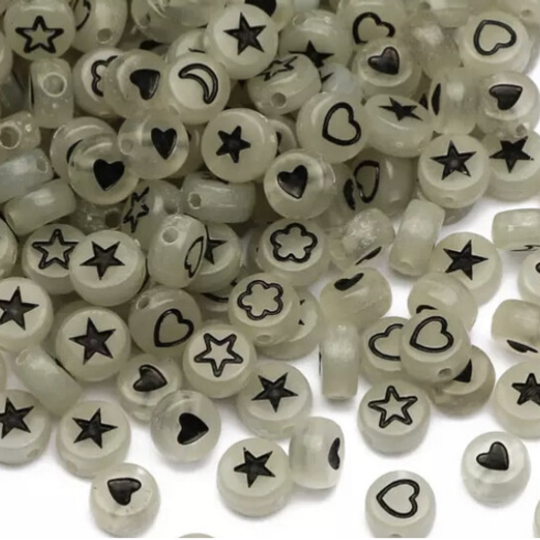 Acryl figuurkralen glow in the dark - 10 stuks