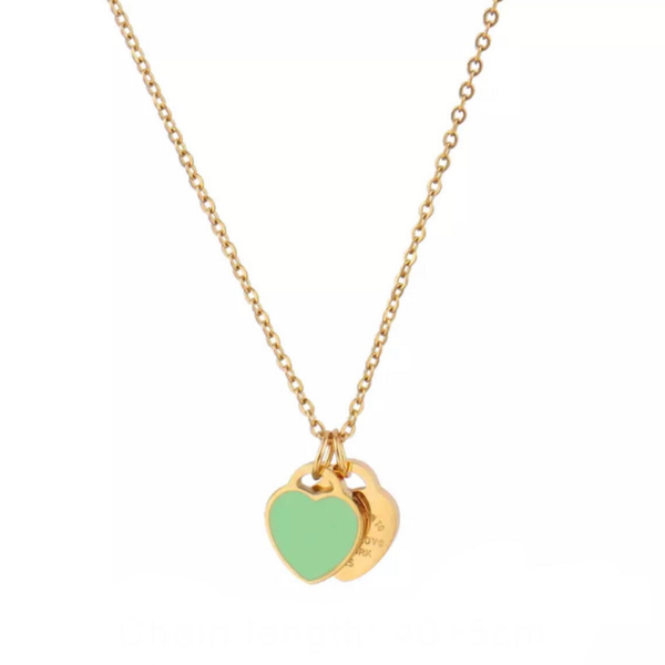Ketting “heart tag green” - goud