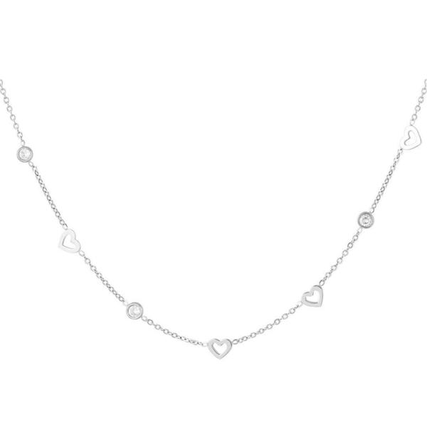 Ketting “diamond hearts” - zilver