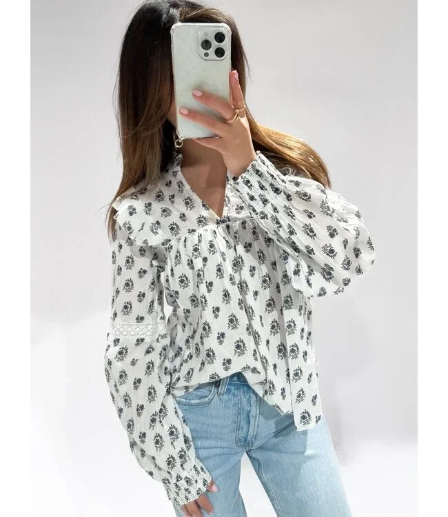 Evelyn blouse floral ★ navy