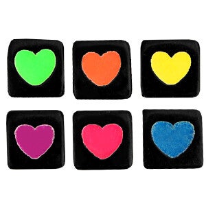 Acryl hartjeskralen vierkant black rainbow mix - 10 stuks