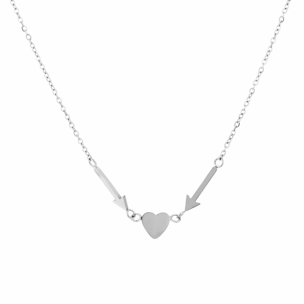 Pijl hart necklace - zilver