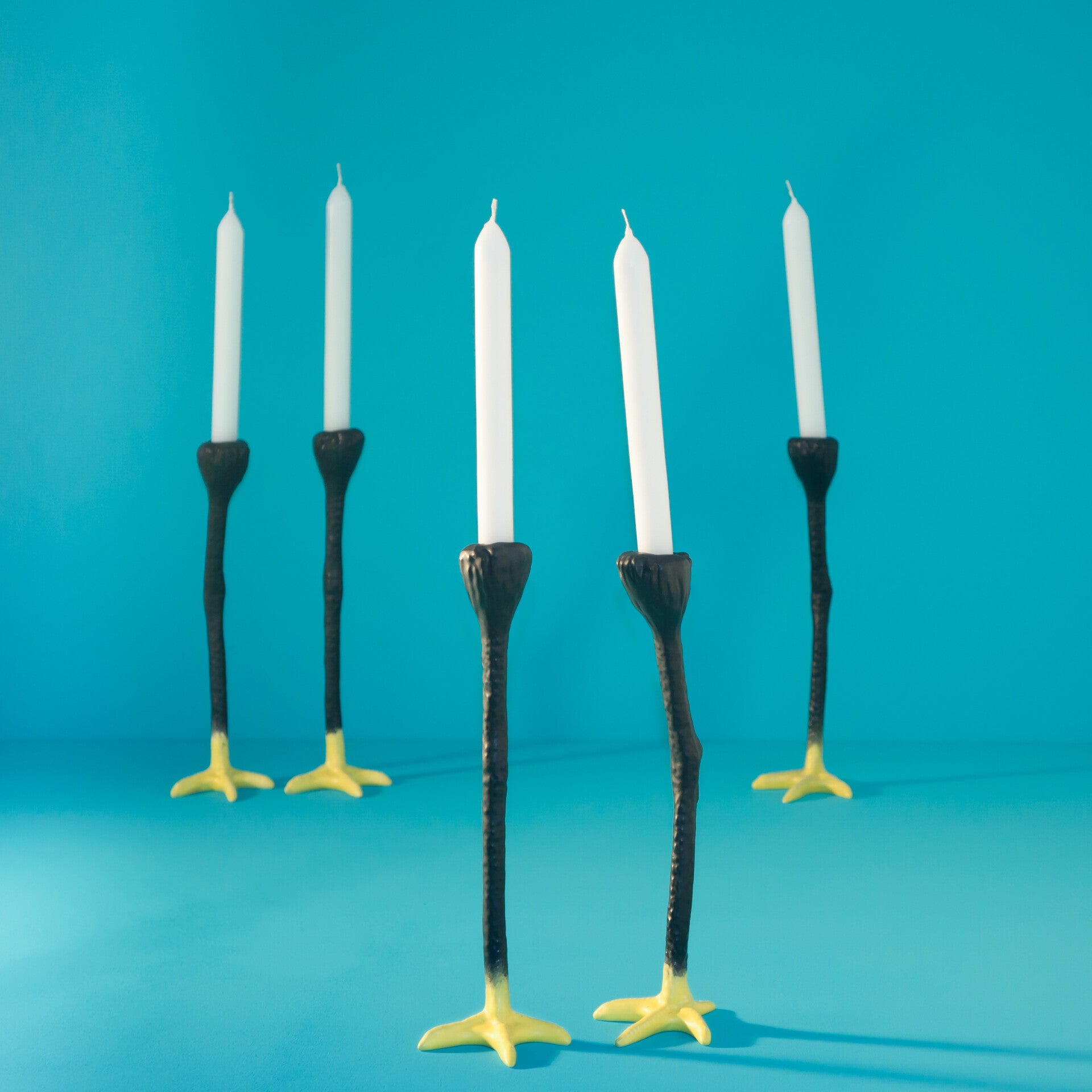 Long Legs kaarsenhouder zwart/geel