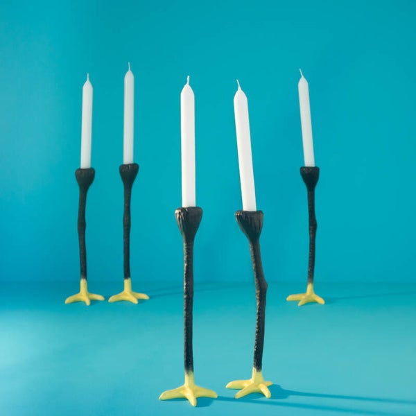 Long Legs kaarsenhouder zwart/geel