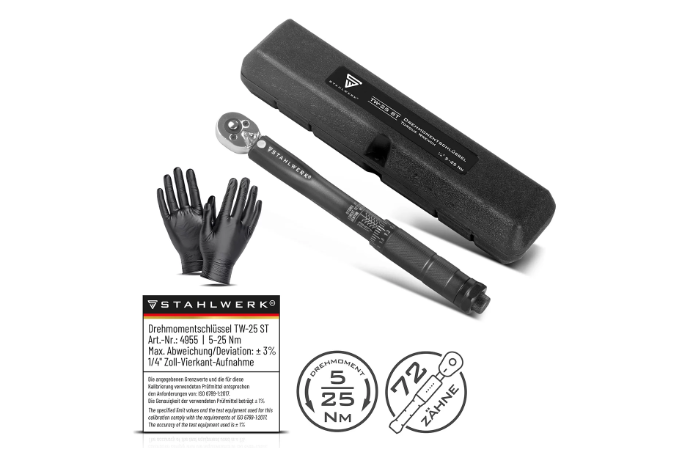 Clé dynamométrique TW-25 ST 5-25 Nm Cliquet réversible 1/4" pouce | Clé à cliquet | Cliquet avec échelle micrométrique