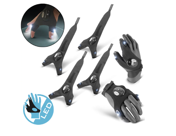 STAHLWERK Gants LED set de 2 pièces | Lumière claire et mains libres pour les réparations ou les travaux de montage