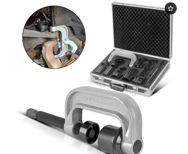 STAHLWERK Extracteur de joint de cardan | Extracteur de joint à rotule | Presse pour joint de cardan | Presse pour joint à rotule | Extracteur de joint à rotule | Kit d'outils de montage 21 pièces