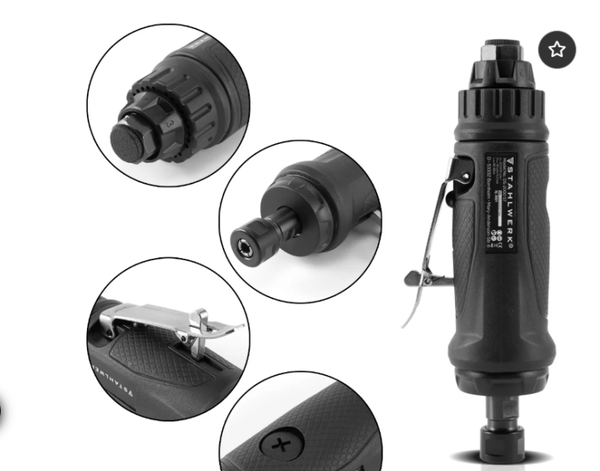 STAHLWERK DS-2000 ST Ponceuse à bande pneumatique avec 20.000 t/min Ponceuse droite compacte à usage multiple avec pinces de serrage pour graver fraiser percer et polir