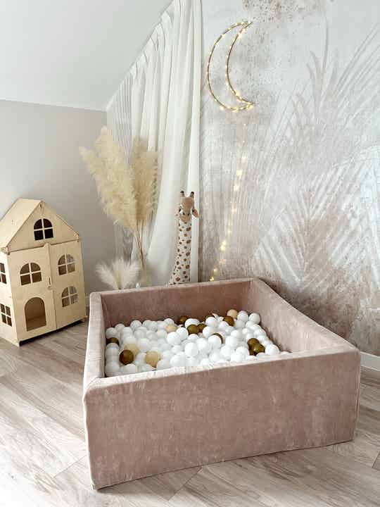 Ballenbak vierkant soft velvet donker beige