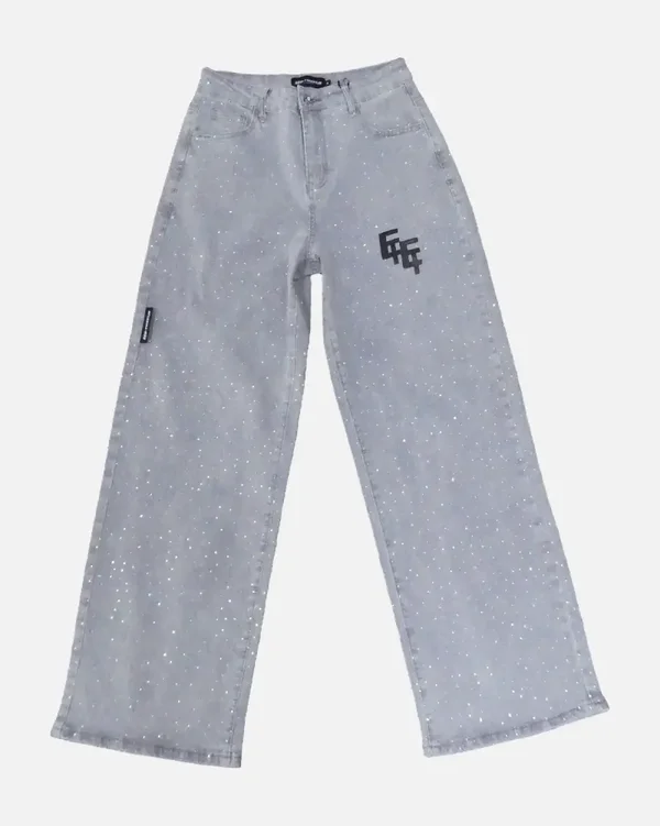 Grey glitter jeans