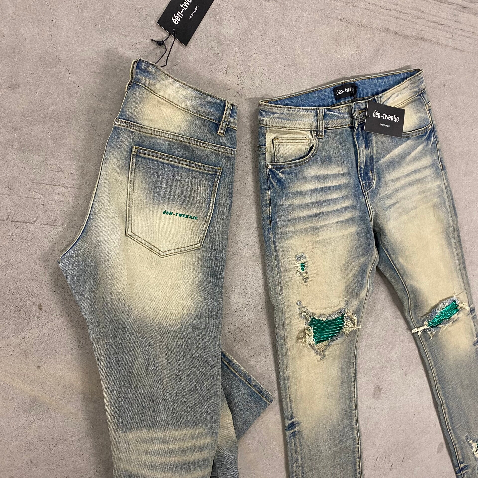 Super Washed Green Flared Jeans LIMITED n tweetje super-washed-green-flared-jeans-limited-n-tweetje