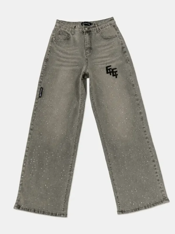 Grey glitter jeans