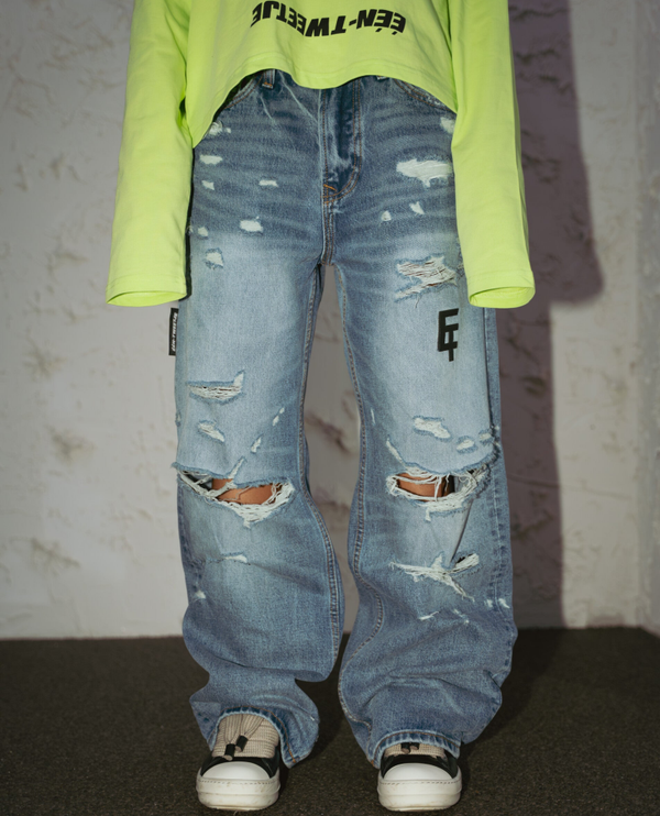 Baggy blue distress jeans (Unisex)