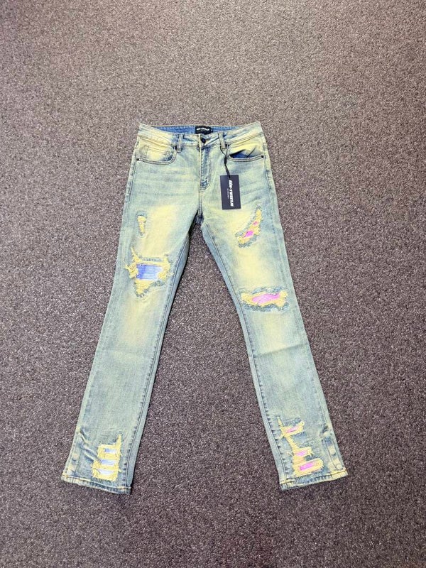 Space universe ripped jeans