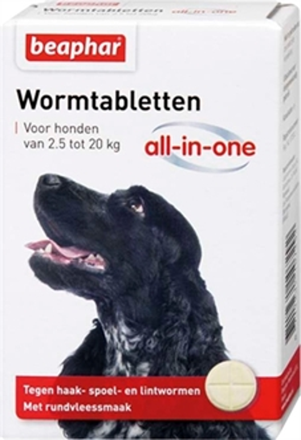 Beaphar wormtabletten all-in-one hond 2,5  tot 20kg