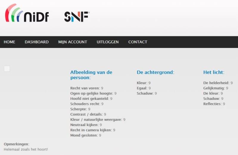Pasfoto beoordeling
