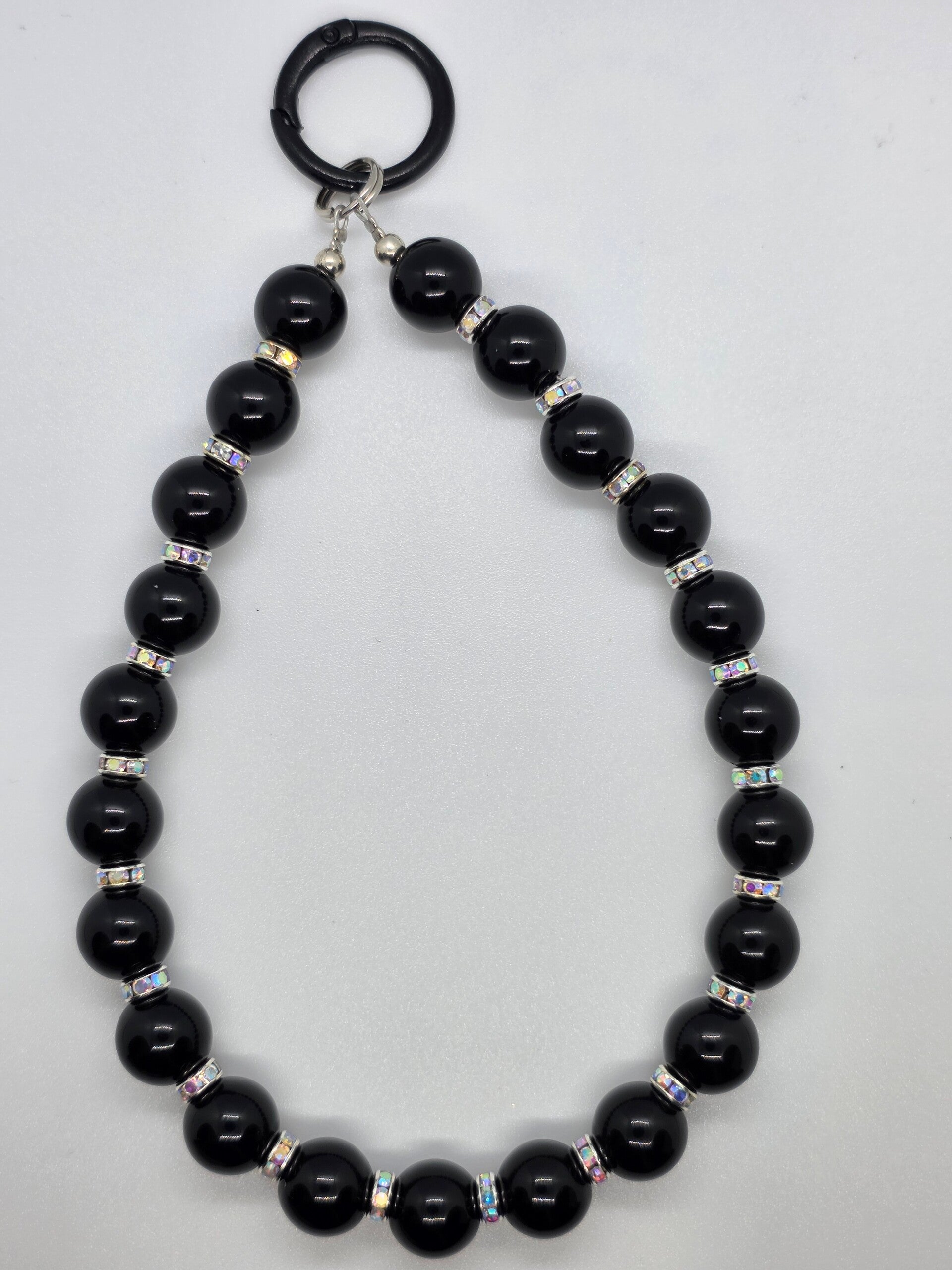 Telefoonhanger zwart zilver spacers