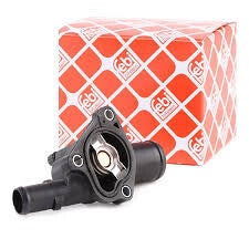 febi bilstein 24124 bezeichnet ein Kühlwasserthermostat, das als komplette Einheit mit Gehäuse und Dichtung geliefert wird.