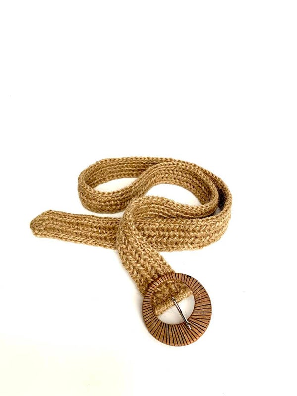 Ceinture avec boucle rectangulaire en bois