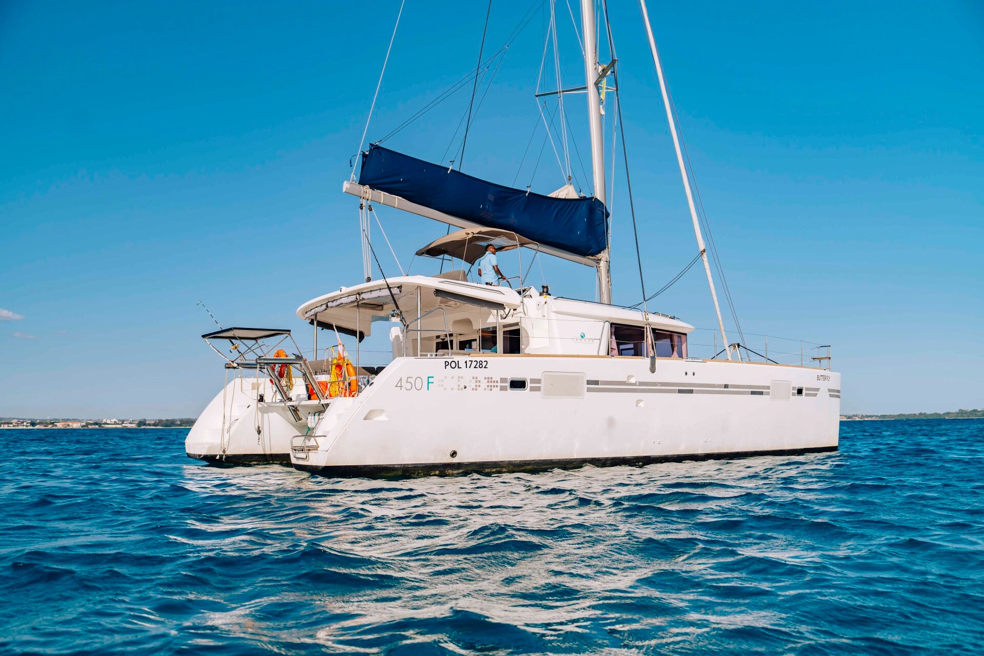 Catamaran Lagoon 450 sailing in the Indian Ocean near Zanzibar