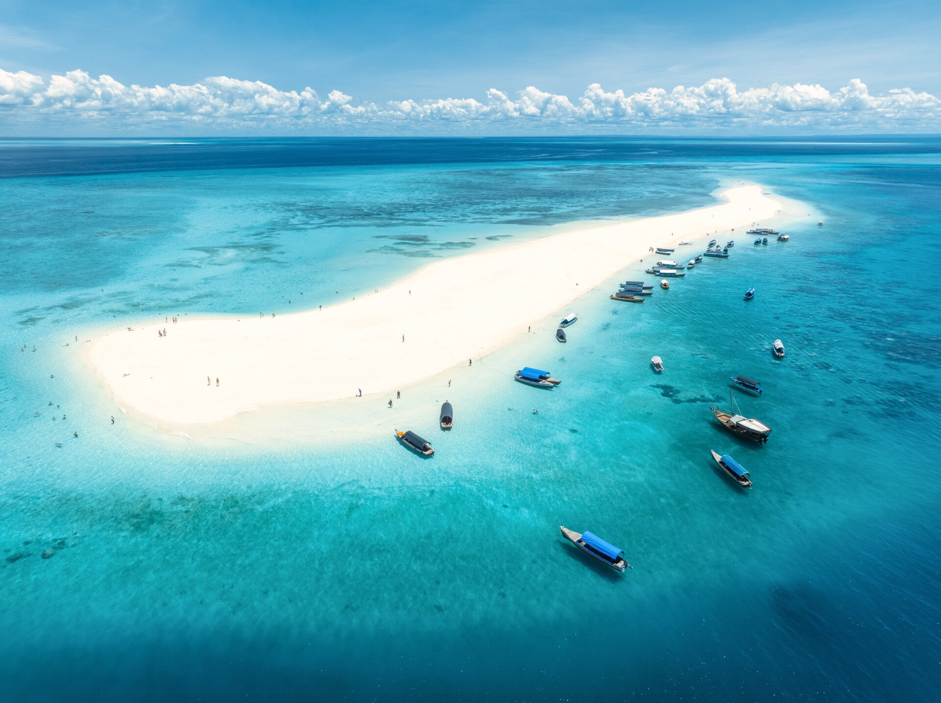 Secluded sandbank reached during a Zanzibar catamaran charter