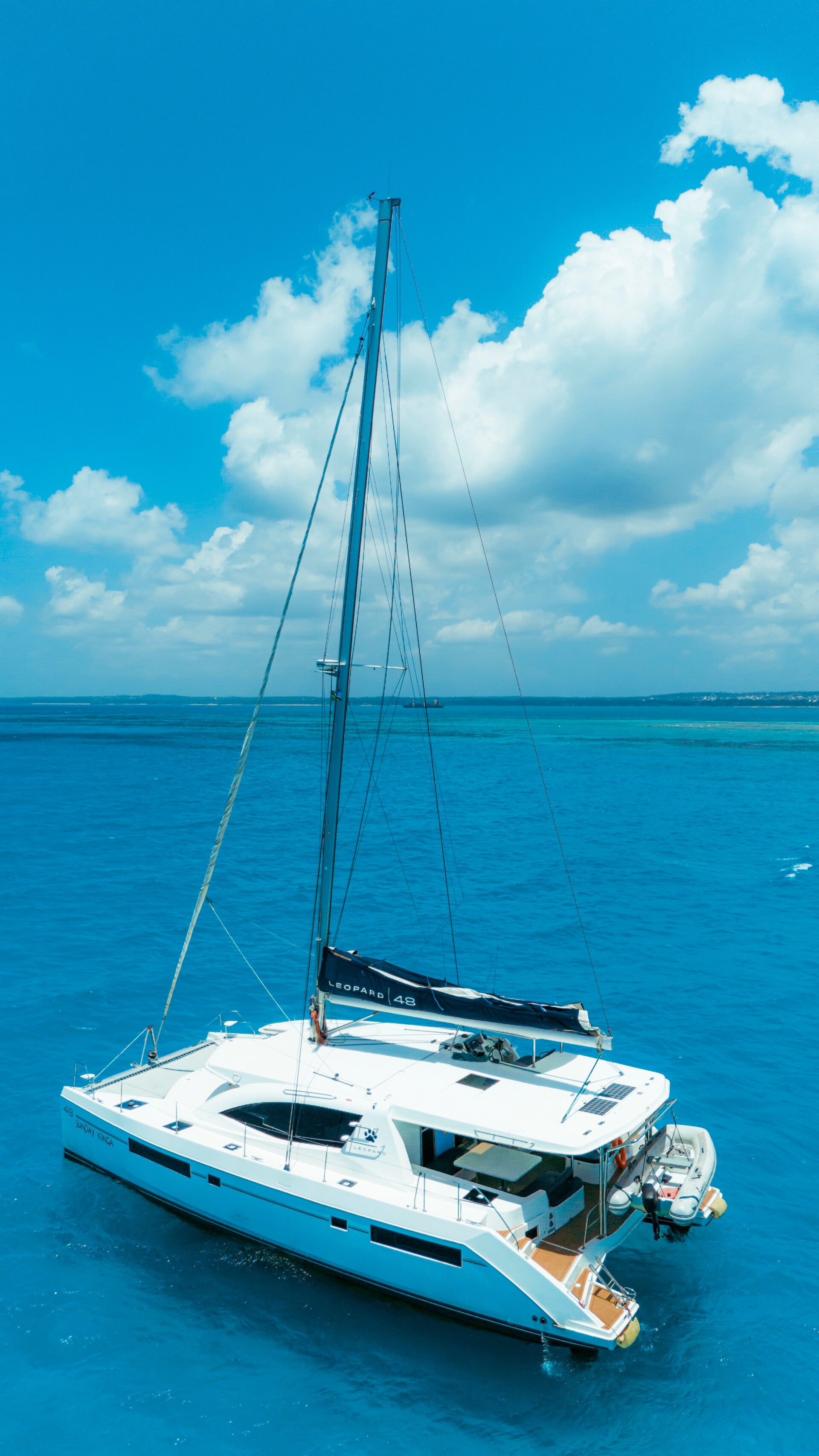 Catamaran Leopard 48 sailing in the Indian Ocean near Zanzibar