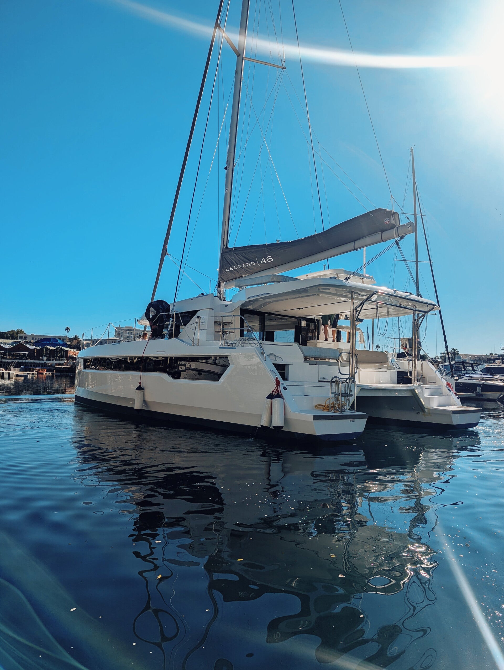 Catamaran Leopard 46 sailing in the Indian Ocean near Zanzibar