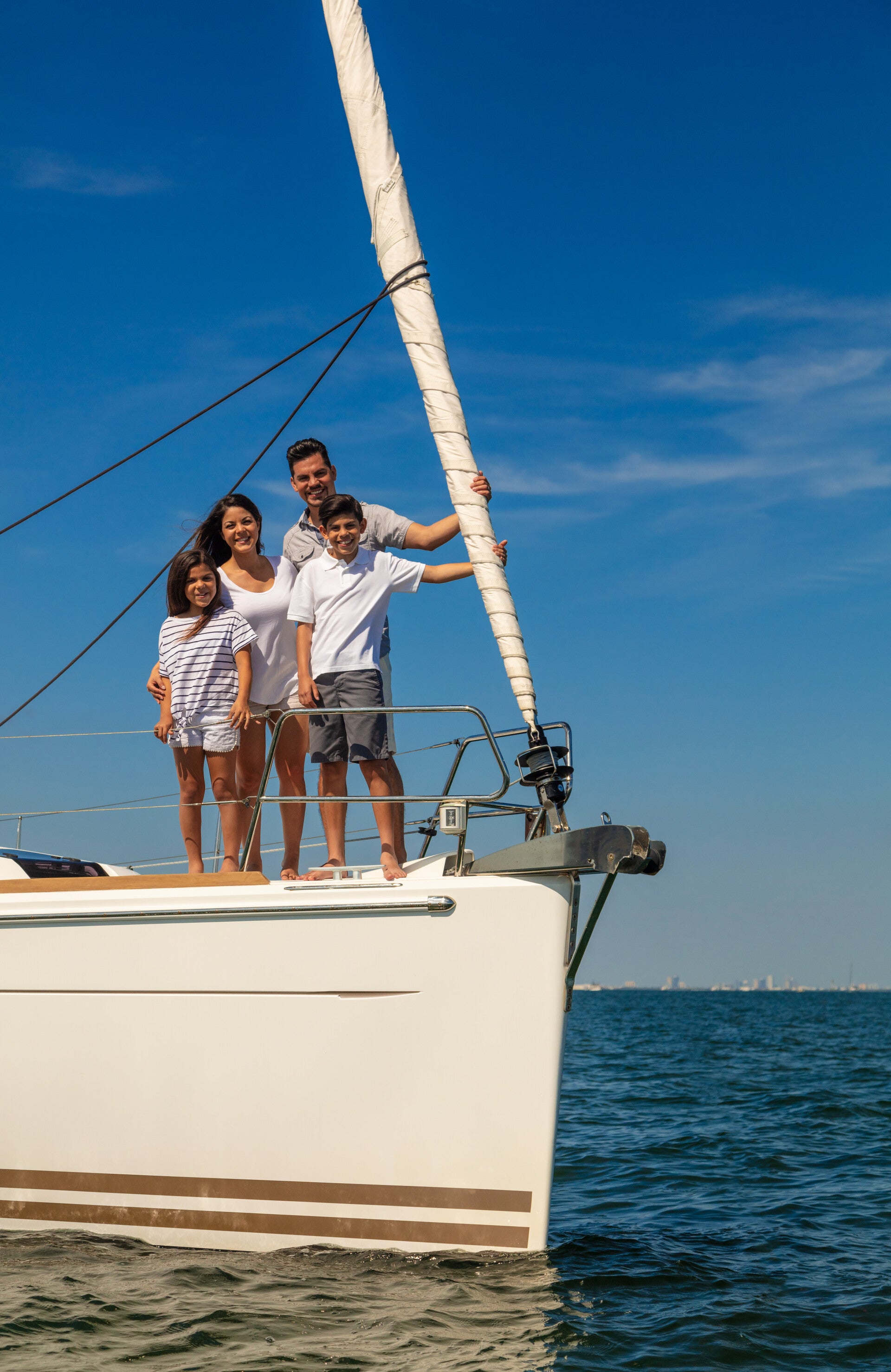 Family enjoying a bareboat catamaran charter in Zanzibar