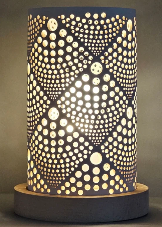 Lampe en céramique avec motif mosaïque en losanges H 25,5 cm