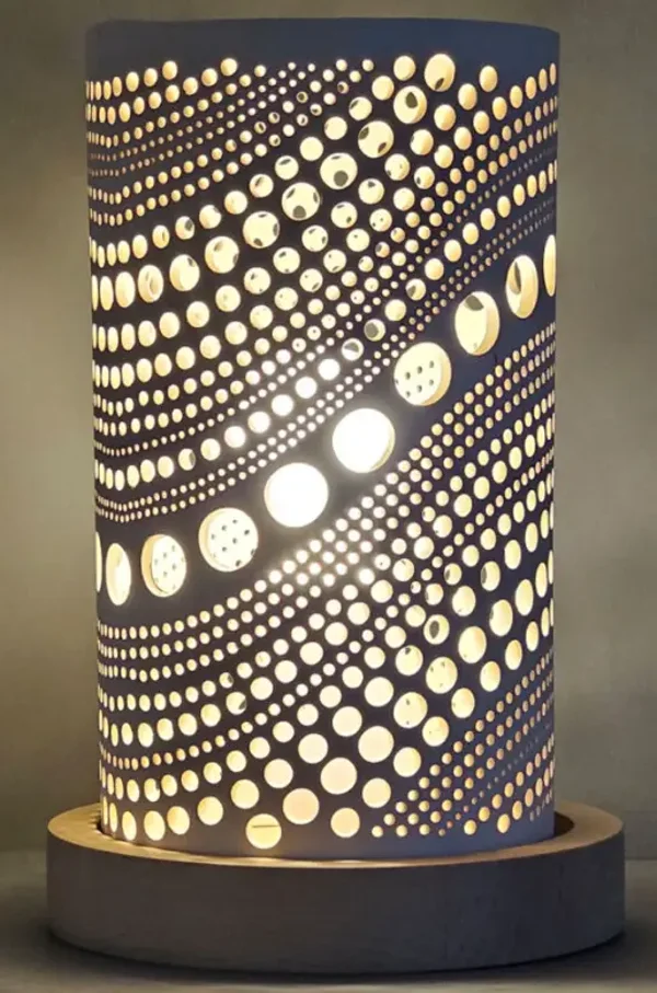 Lampe en céramique avec motif vent du désert H 26 cm