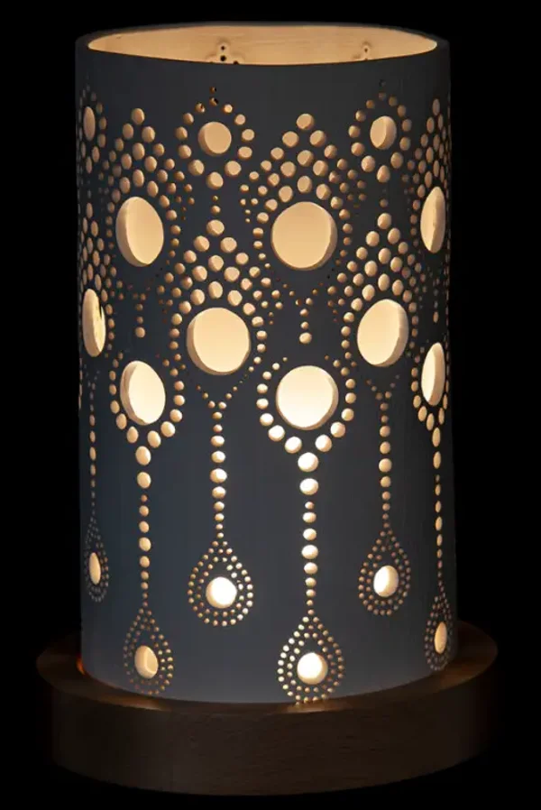 Lampe en céramique avec motif d’arc oriental H 25 cm