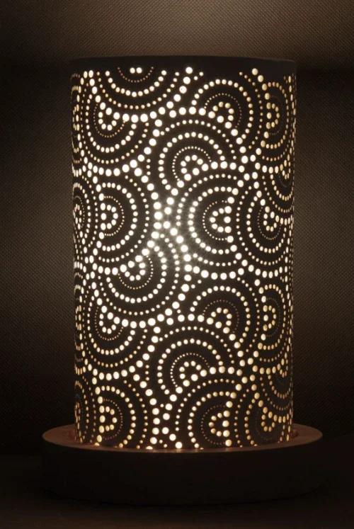 Lampe en céramique avec motif mosaïque en losanges H 25,5 cm