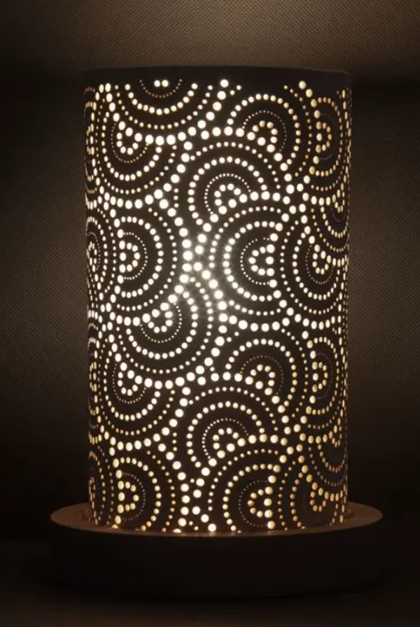 Lampe en céramique avec motif mosaïque en losanges H 25,5 cm
