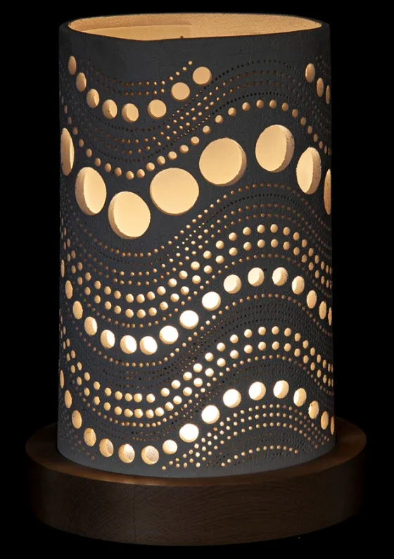 Lampe en céramique avec ornement de vagues H 24 cm