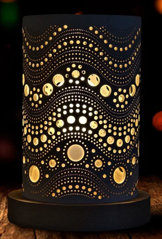 Lampe en céramique avec motif marin H 24 cm