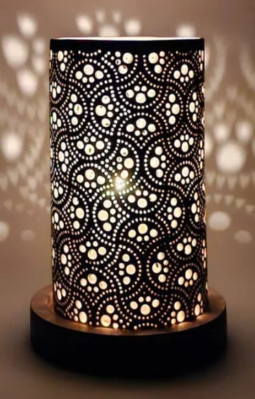 Lampe en céramique au design ornemental persan 25,5 cm