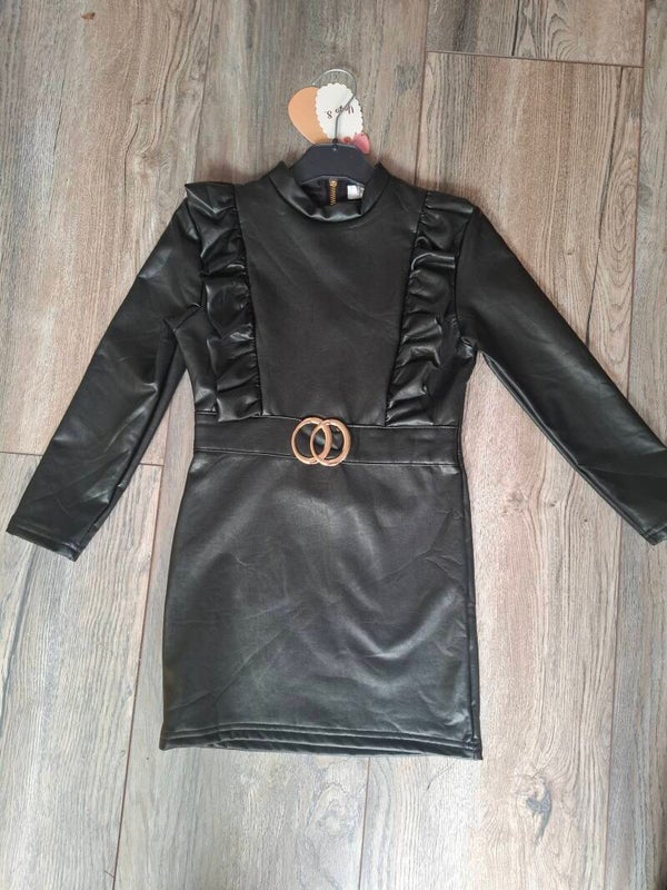 Jurk leatherlook ruffle