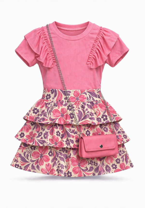 Flower set met rokje (broekje erin vast)