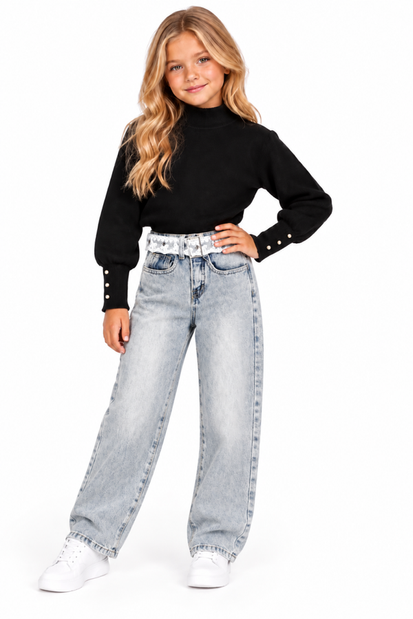 Jeans met riem Light wash