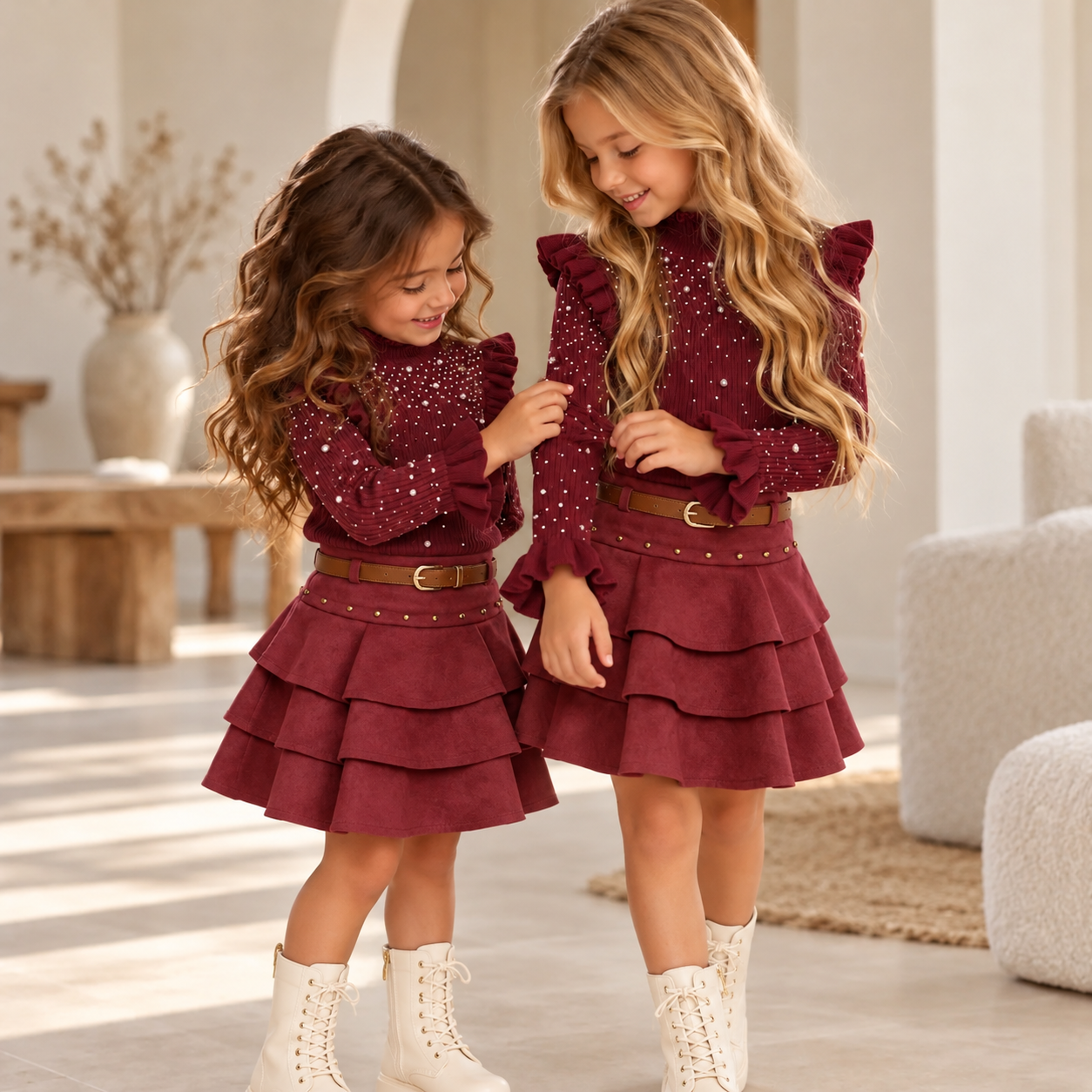 Broek/rok set cherry
