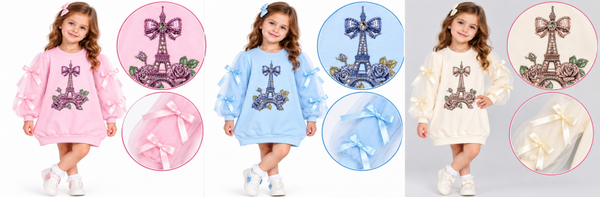 Exclusieve luxery jurk in roze-blauw-creme