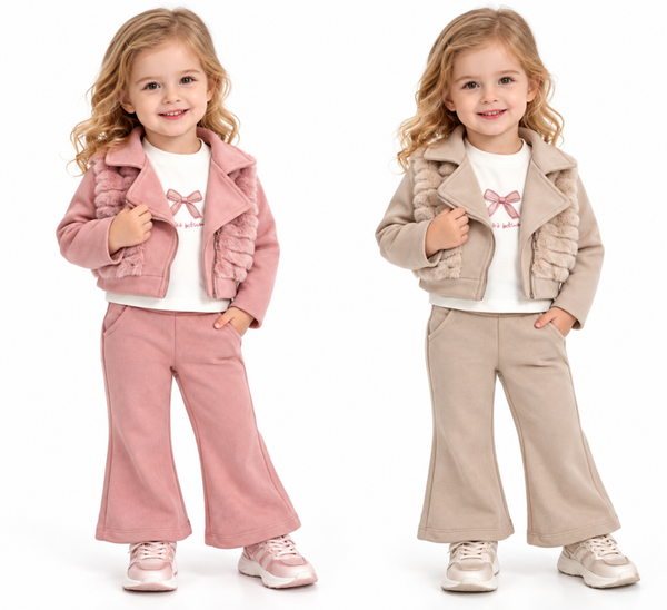 3-delige bindi set in roze en taupe
