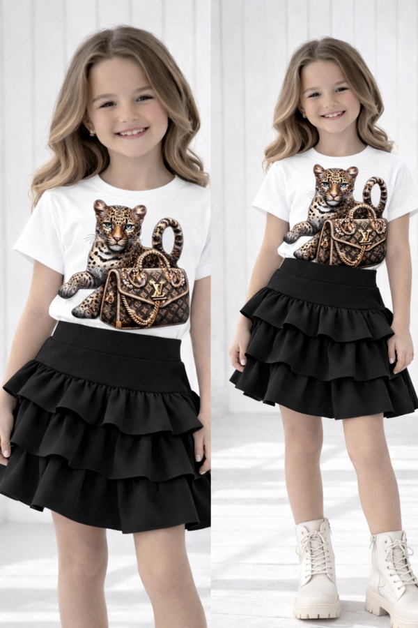 Leopard broekrok set